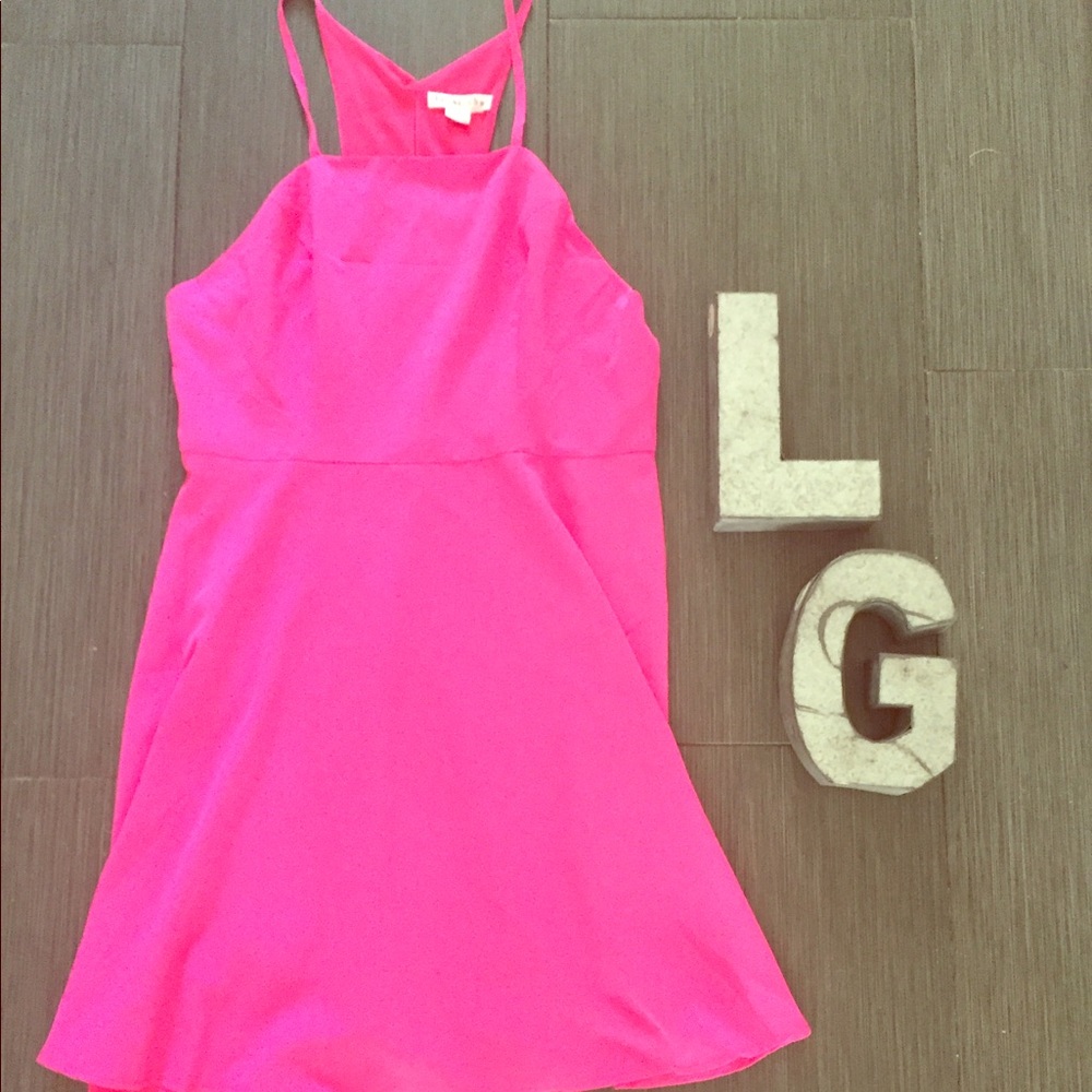 Hot pink fit and flare dress