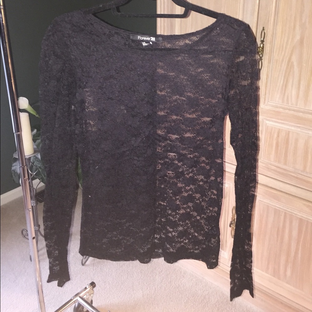 Sheer long sleeve lace top