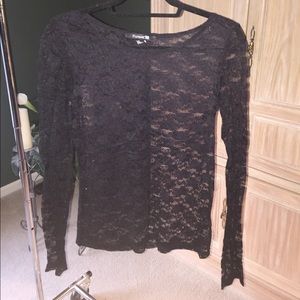 Sheer long sleeve lace top