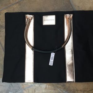 Victoria's Secret rose gold and black tote