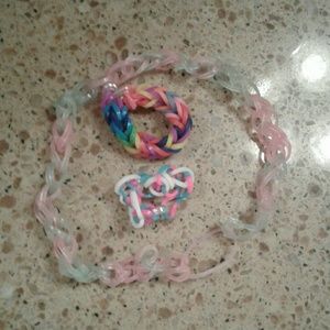 Rainbow Loom Choker/ Bracelet And Rings