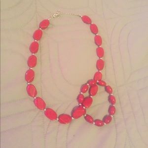 Red Necklace and Bracelet
