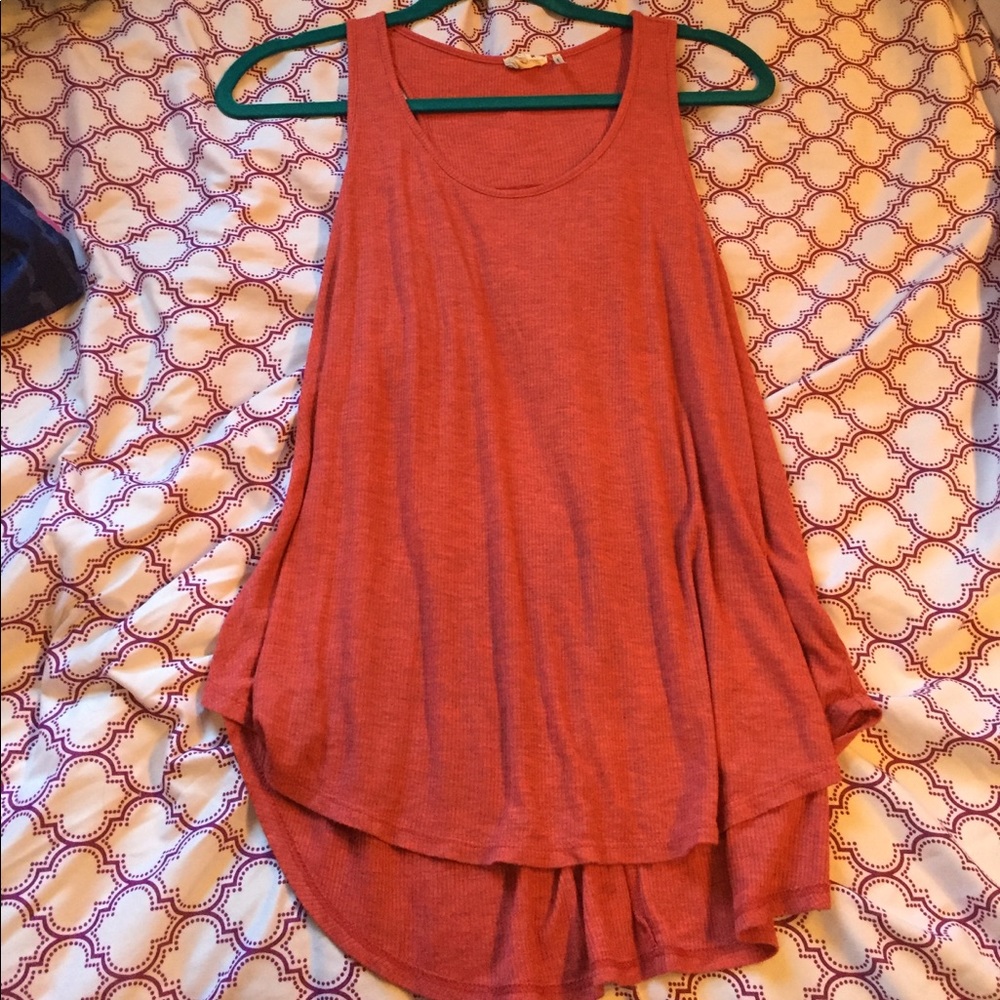 Dark coral tank top.