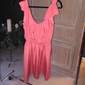 Coral ruffled dress