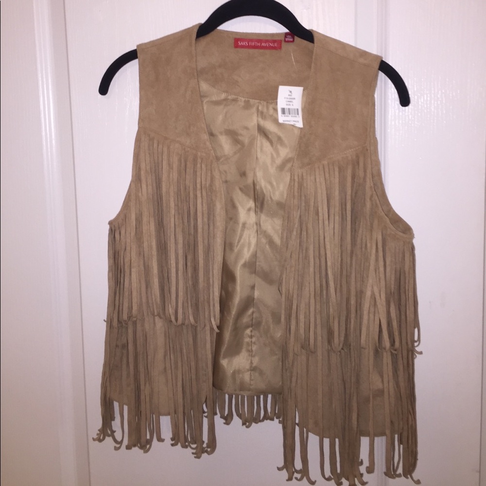 Saks Fifth Avenue fringe suede vest