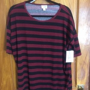 Lularoe Small S black maroon striped Irma tunic