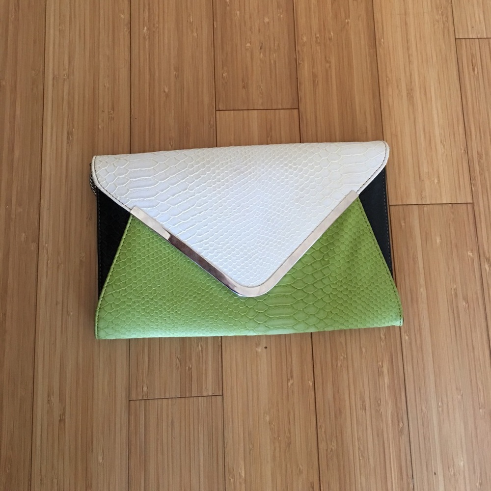 Color block snake skin pattern envelop purse