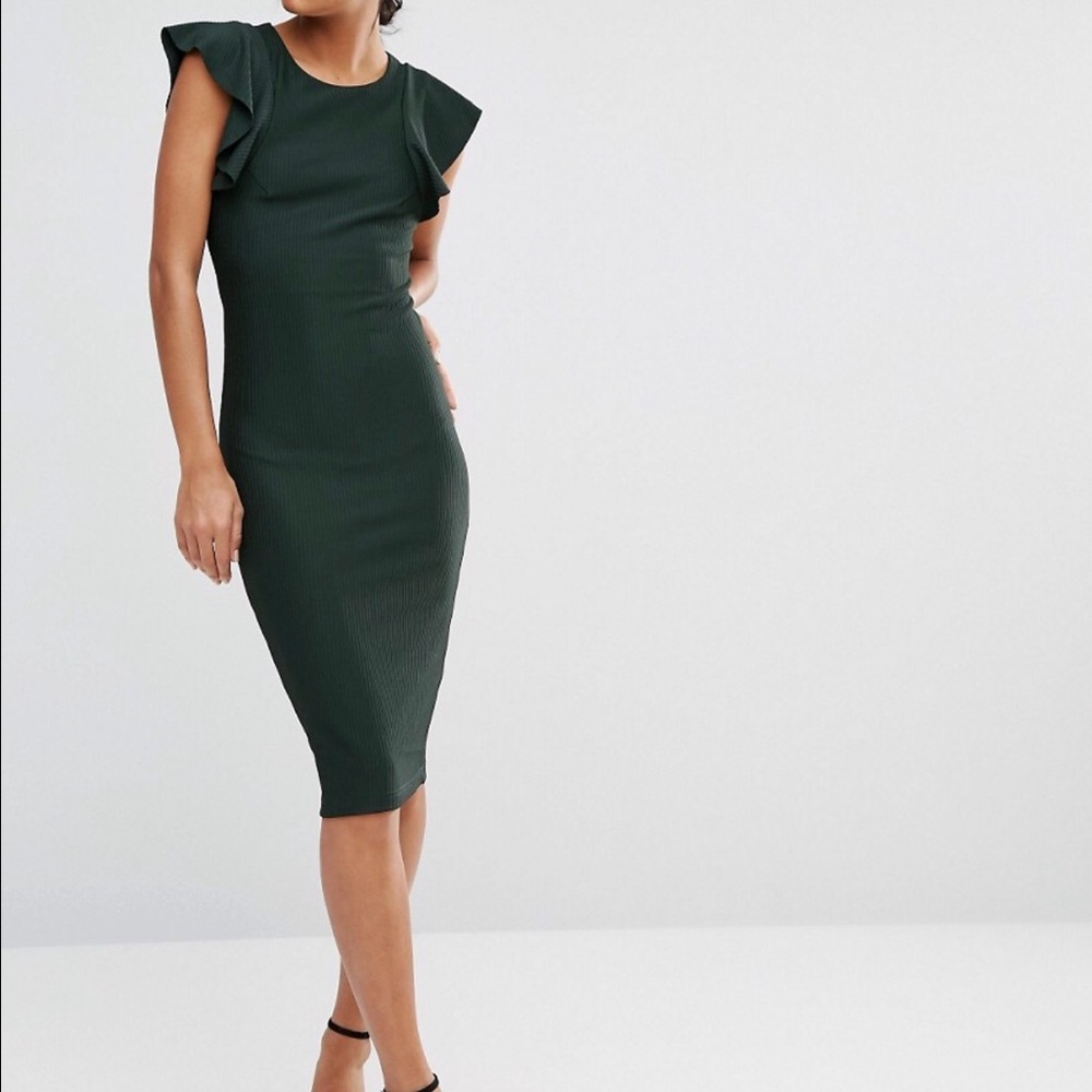 NWT Y.A.S Alice Midi Dress w/ Frill Sleeves (ASOS)