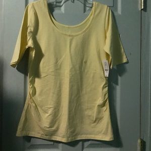 Yellow Scooped Neck Quarter Sleeve Tee