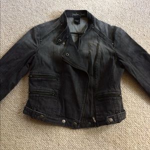 Gray Denim Motorcycle-Style Jacket