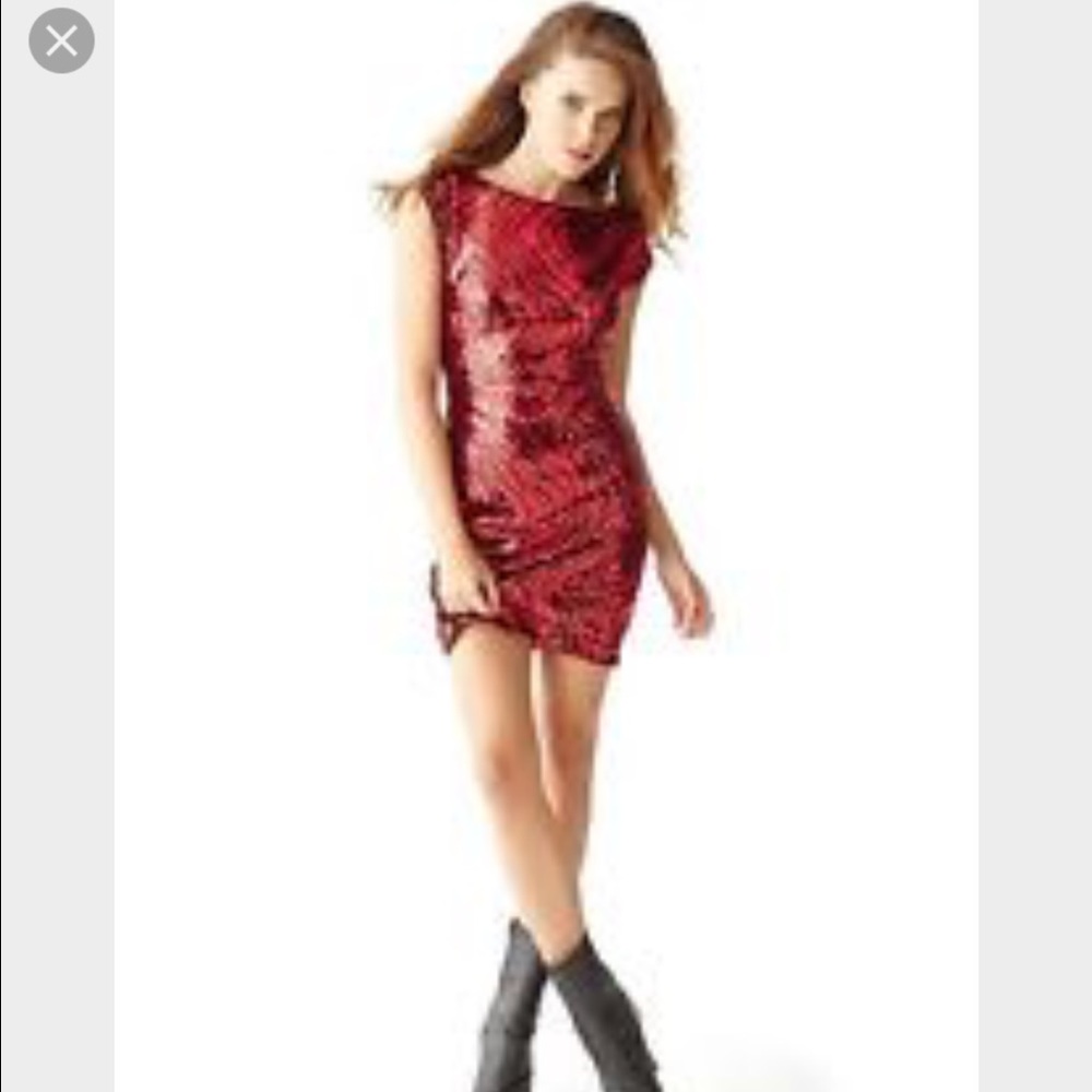 Red and black Guess sequin dress
