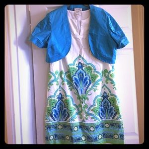 DressBarn Spring Blue Green White Dress