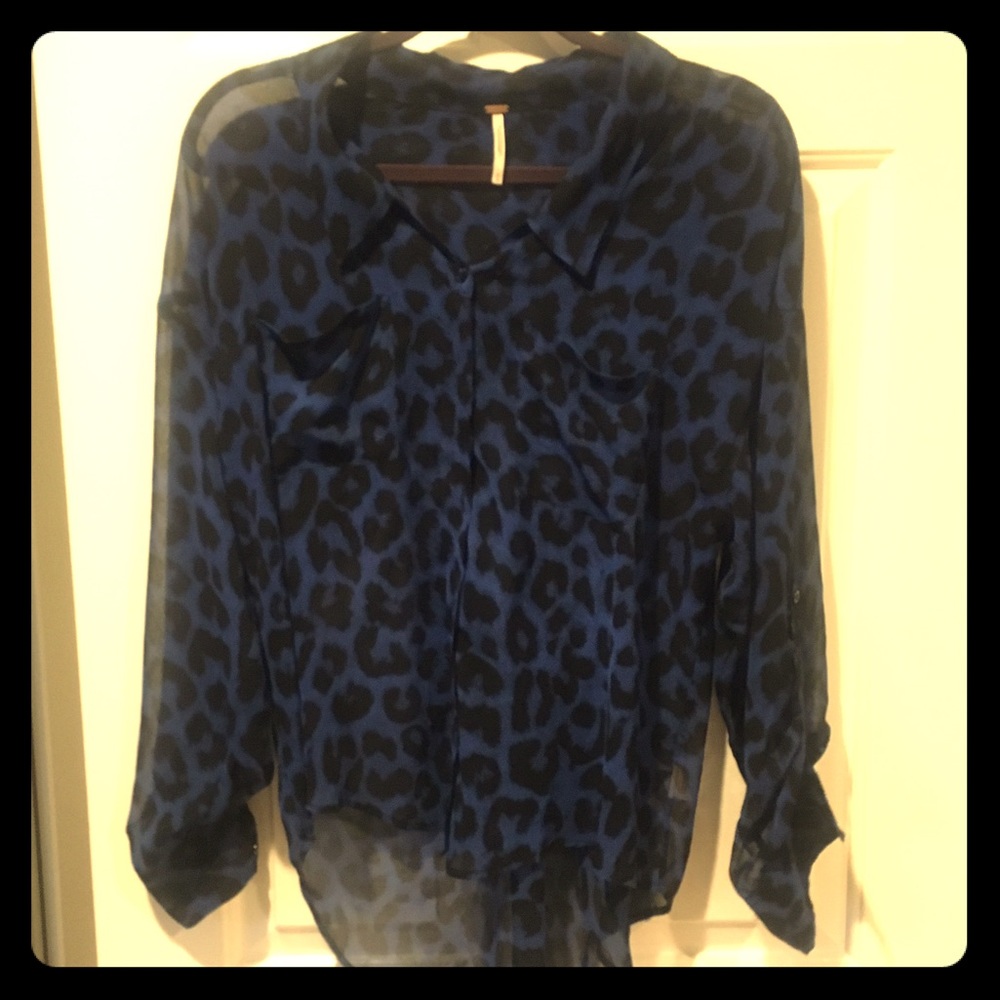 Free people shear blue leopard