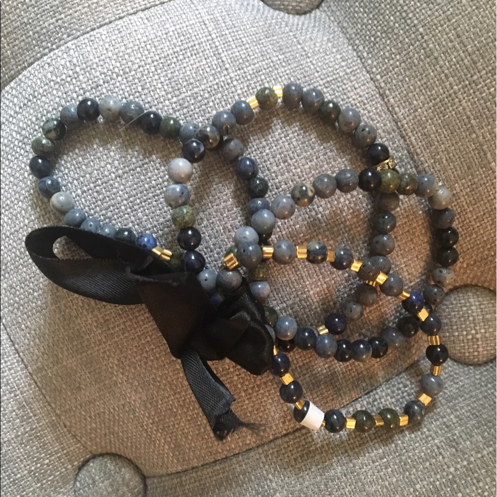 Set of 4 Genuine Stone Stack Bracelets
