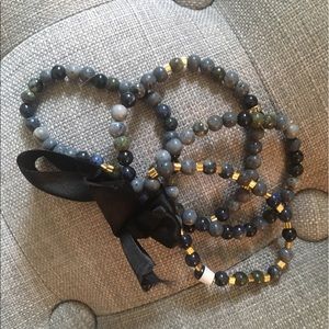 Set of 4 Genuine Stone Stack Bracelets