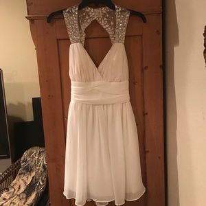 White Cocktail Party Dress with Open Back