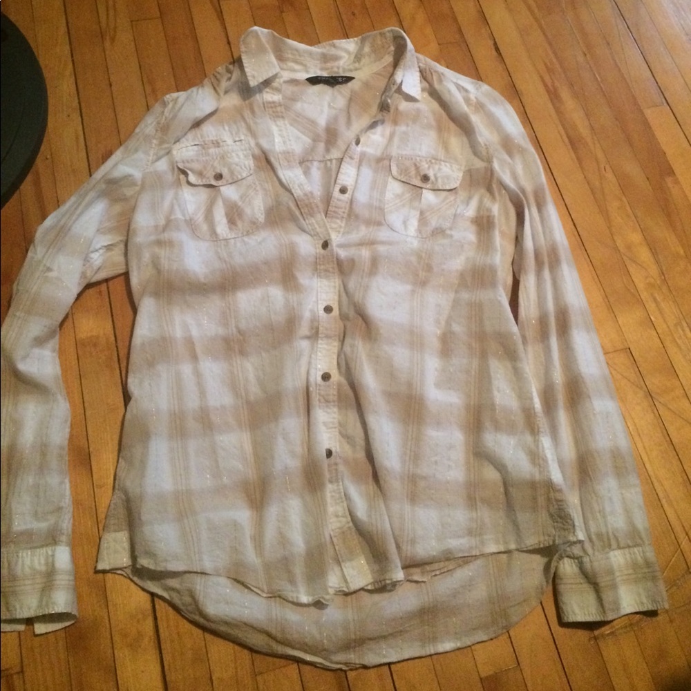 Gold cream button up flannel