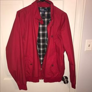 Men's polo red jacket size large looks new