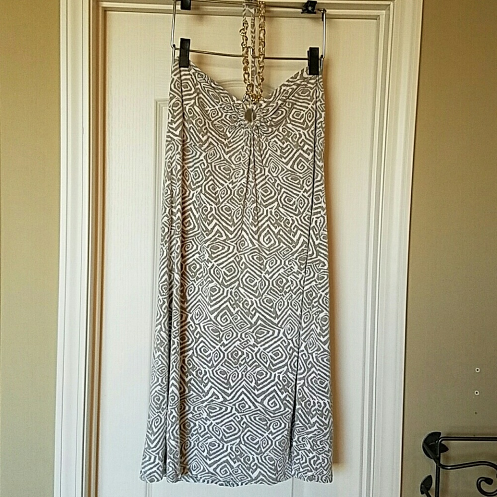 Michael Kors Knit Comfy Gold Chain Halter Dress