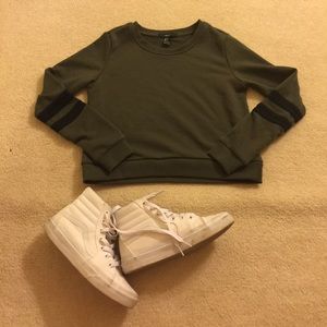 Olive Cropped Sport Sweater