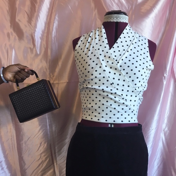 Retro Polka Dot Wrap V-Neck Crop Top - Picture 3 of 4