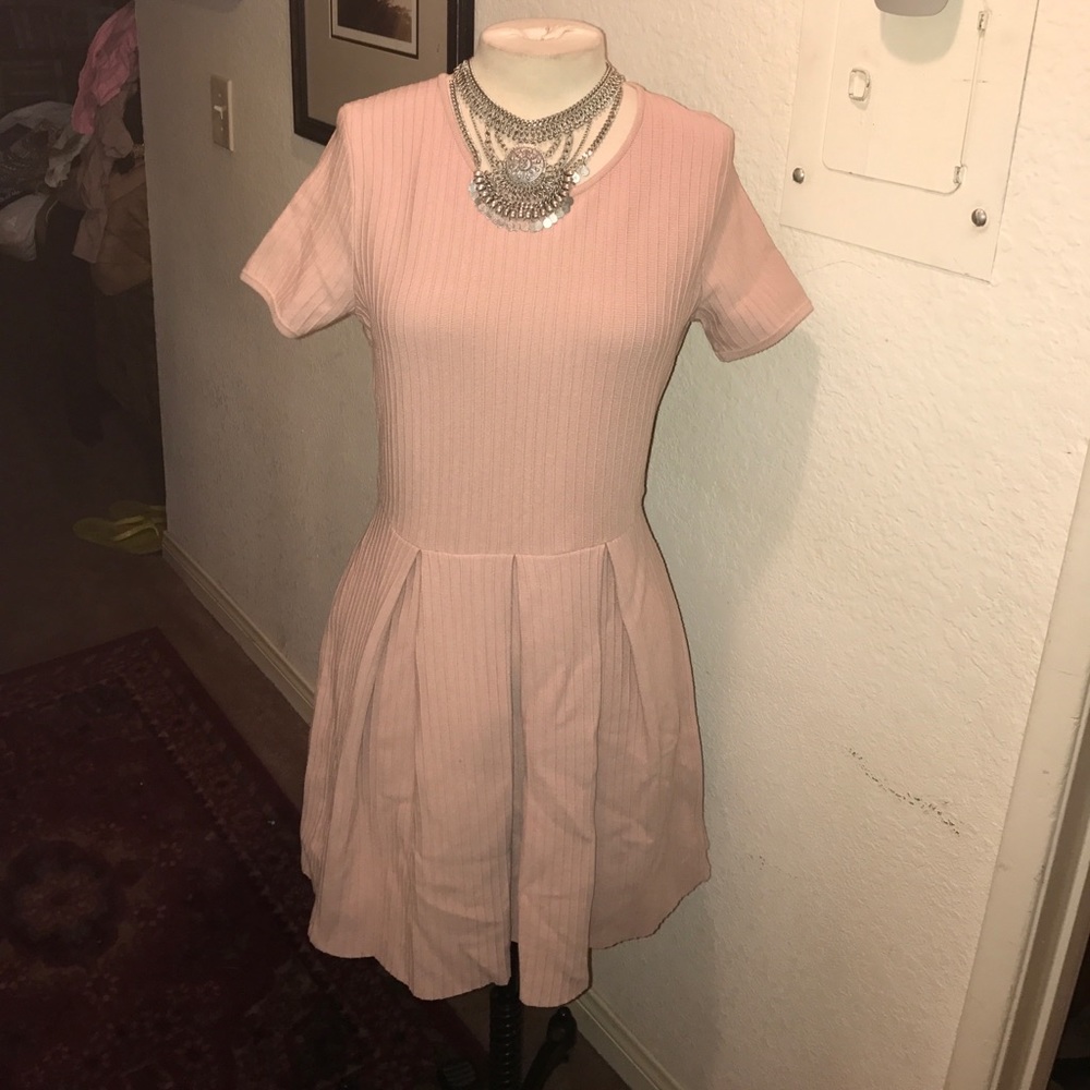 BCBG Maxazria Elantra knit Pleated Dress in Blush
