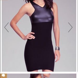 Black Bebe faux leather top dress