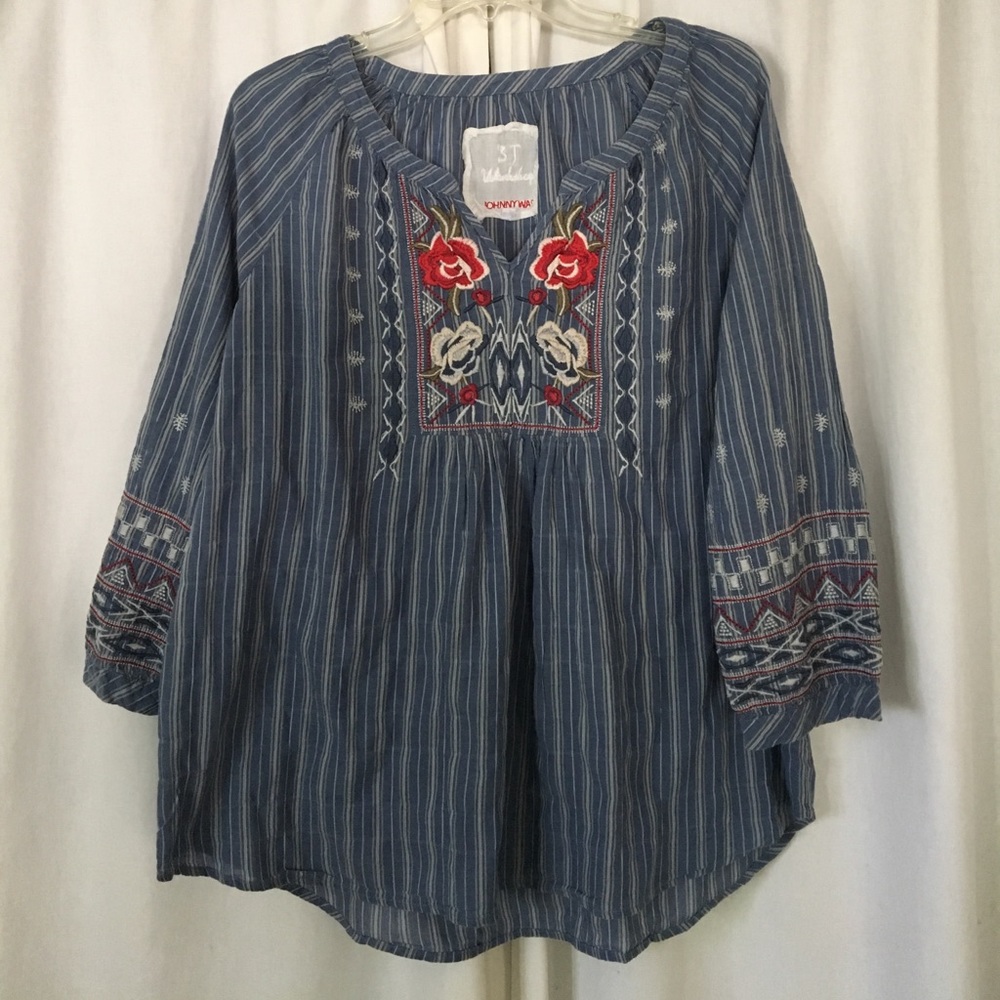 Johnny Was cotton  tunic blouse.