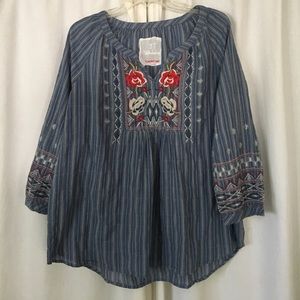 Johnny Was cotton  tunic blouse.