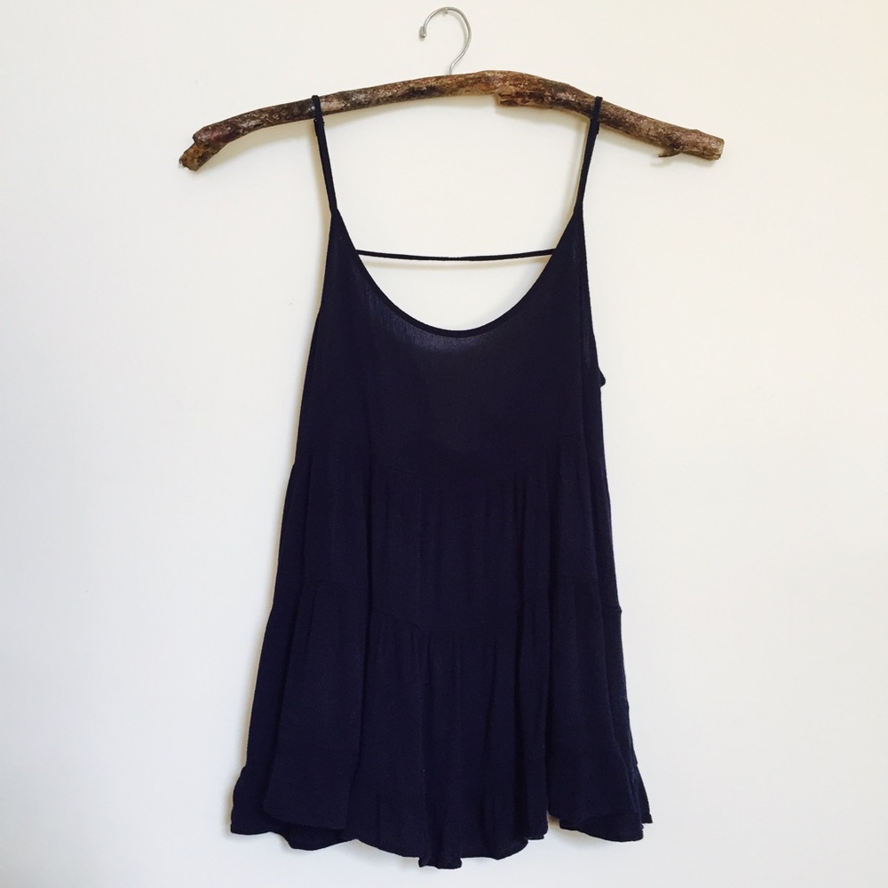 Paper Crane Navy Scoop Back Tank
