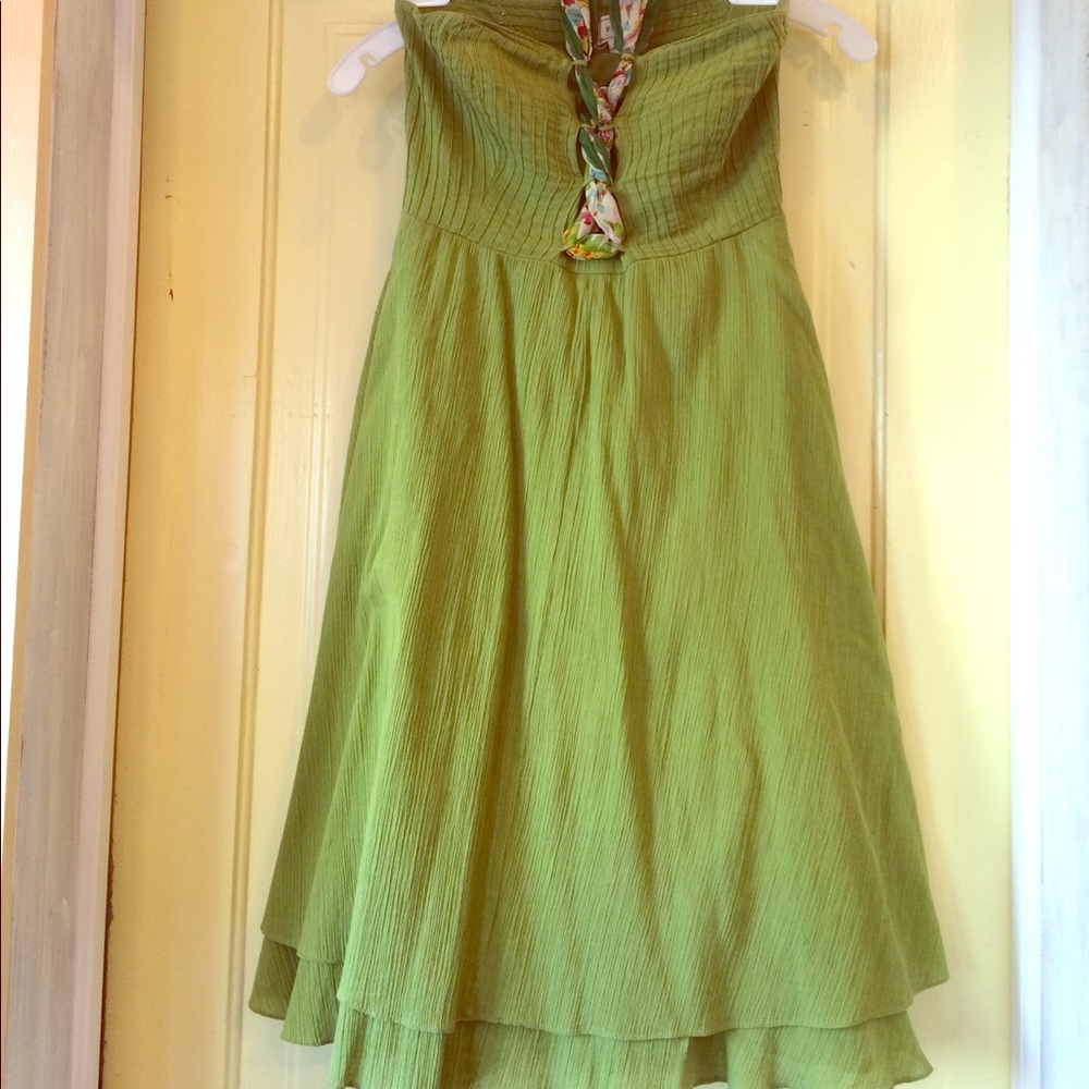 Anthropology strapless scarf dress
