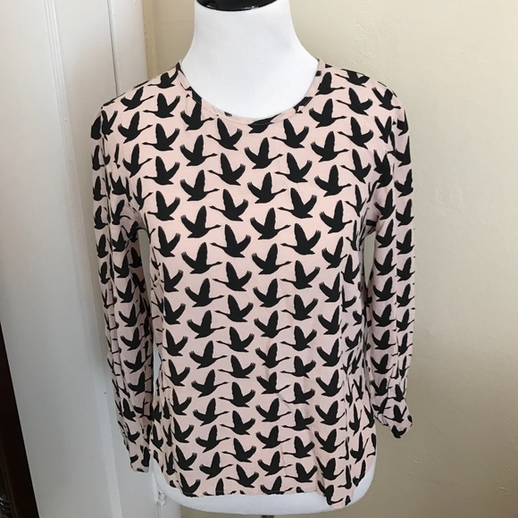 H&M Tops - H&M Bird Print Button Back Blouse - NWOT