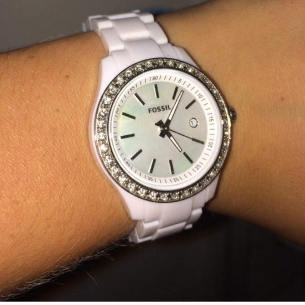 White fossil watch