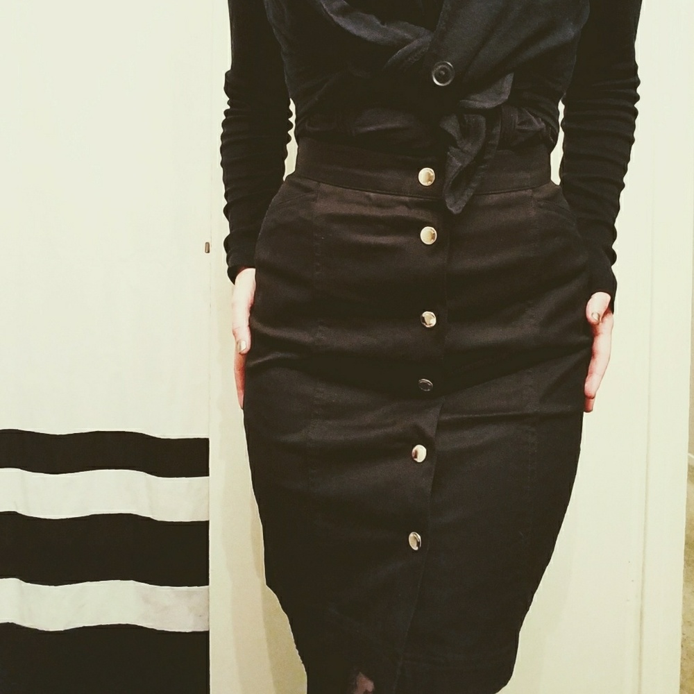 Button Up Pencil Skirt