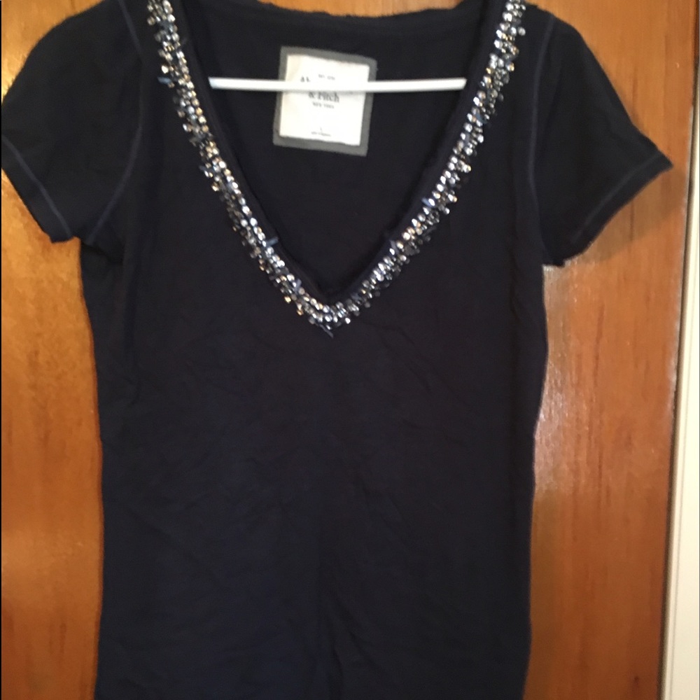 A&F Navy Short Sleeve Top