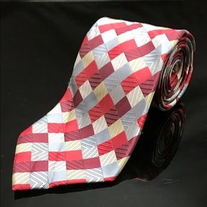 TOWNCRAFT Classic Neck Tie RED Silver GREY Tie