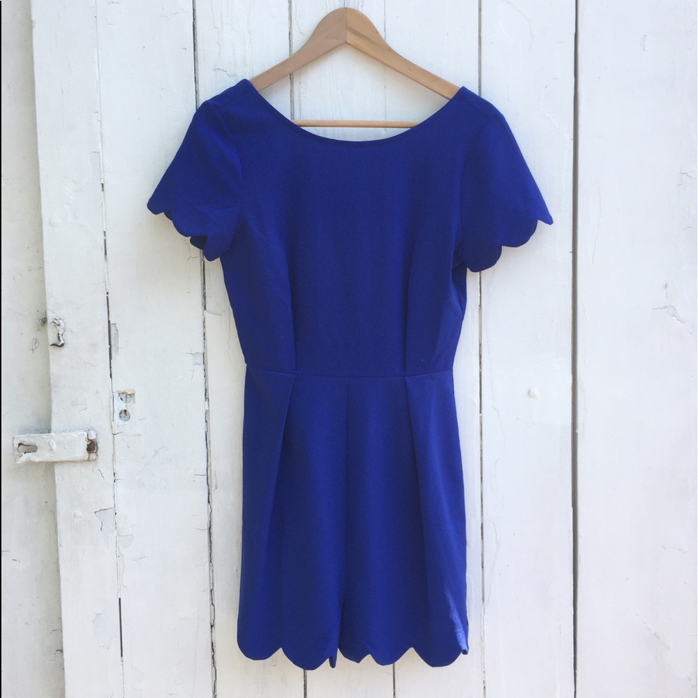 Blue scallop romper