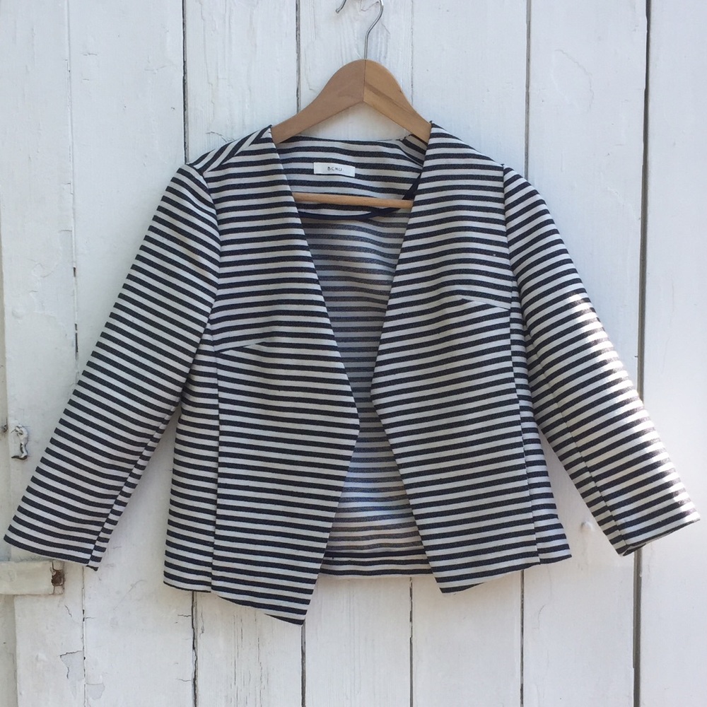 Open front striped jacket