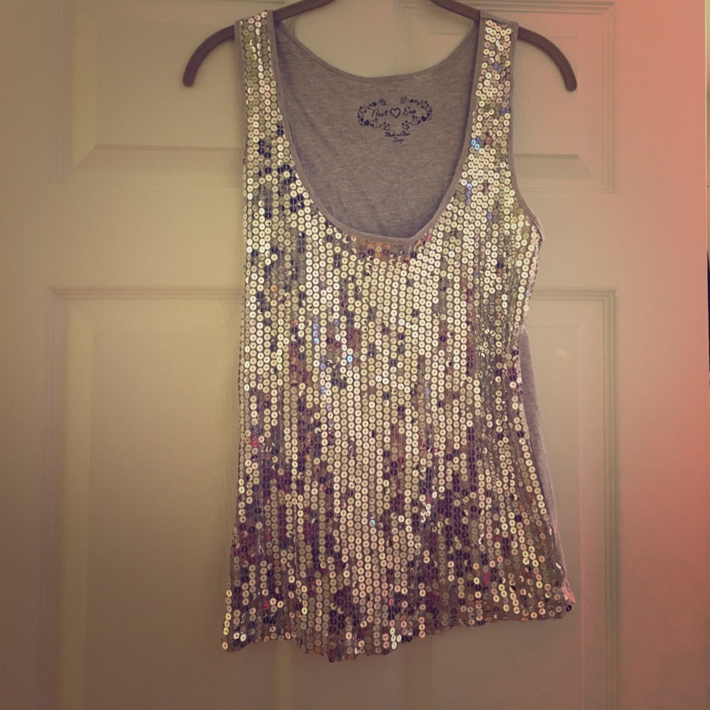SOLD Next Era Silver Sparkle Sequin tank top