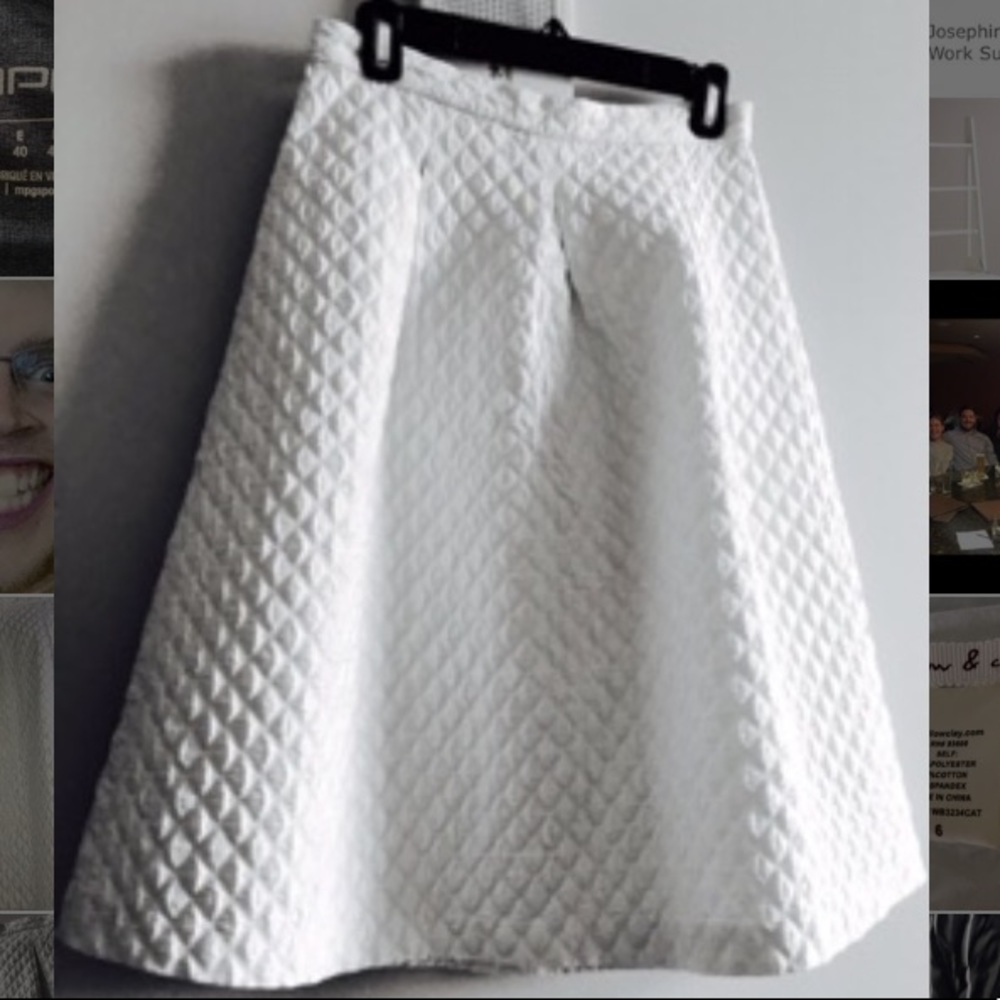 NWT Willow & Clay White Quilted Mid-length Skirt