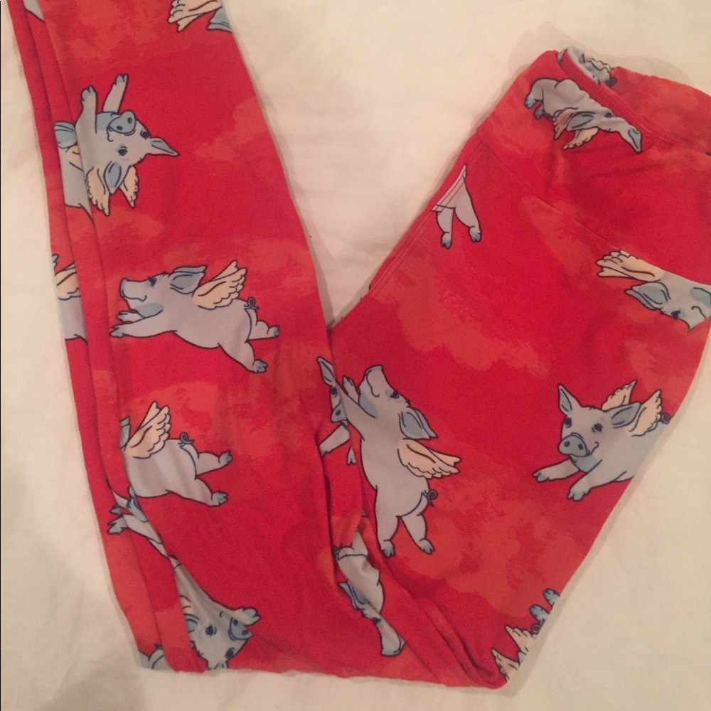 LulaRoe Flying Pigs leggings OS