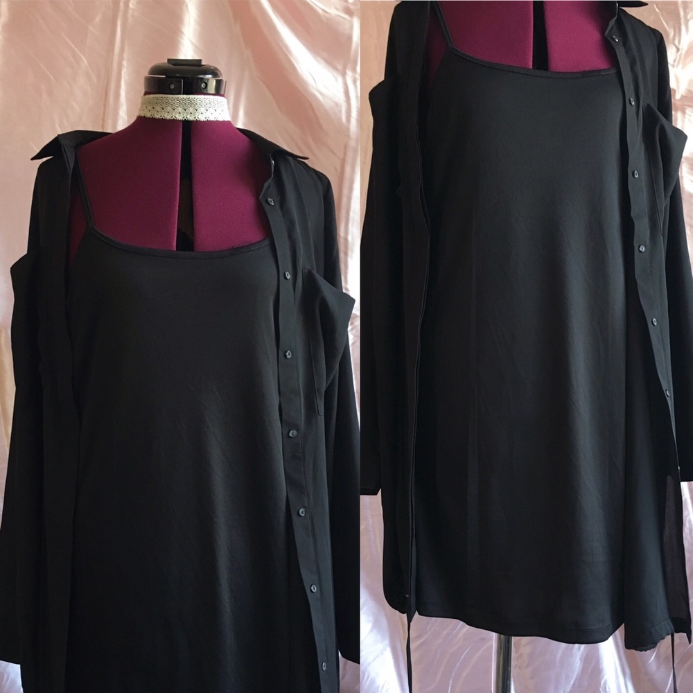 Sheer Shirt Dress w/ A- Line Tunic Mini Dress