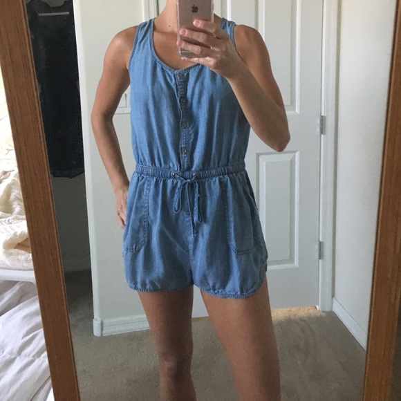 Pants - Button front Denim romper