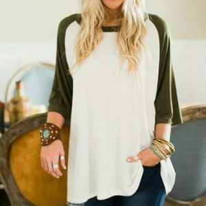 Olive Green baseball tee