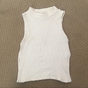 S+N Mock Neck Side Slit Crop Top