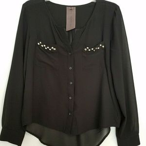 NWOT Sheer long sleeve button down