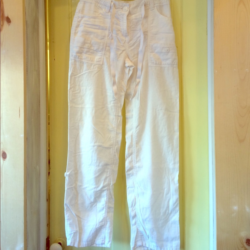 H & M white linen pants