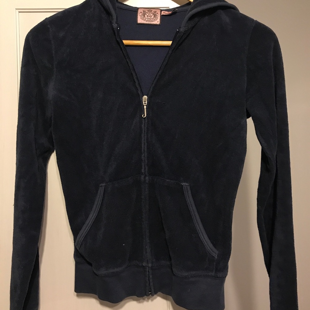 Juicy couture dark blue terry cloth zip up