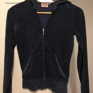 Juicy couture dark blue terry cloth zip up