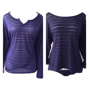 2 Navy Lane Bryant Plus 18/20 Shadow Stripe Tops